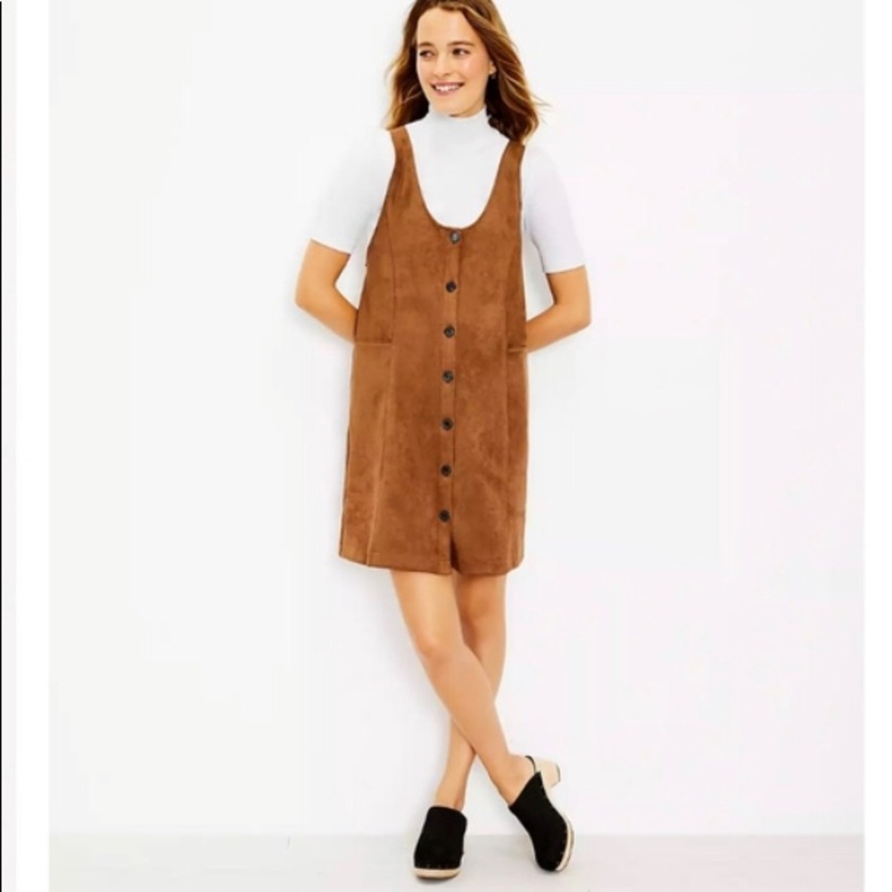 LOFT- Faux Suede Button Down Dress